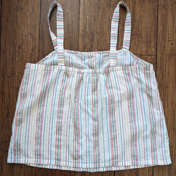 Madwell Button-Front Cami Tank in Textural Rainbow Stripe medium - Picture 9 of 10